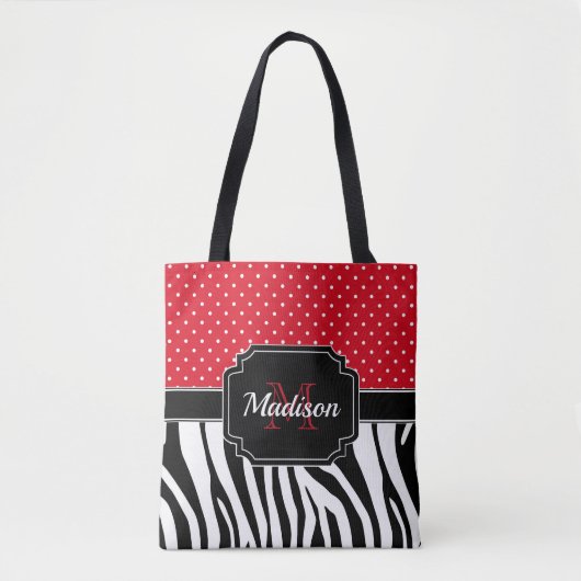 Stippen en Zebra afdrukken Tote Bag (Voorkant)
