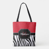 Stippen en Zebra afdrukken Tote Bag (Achterkant)