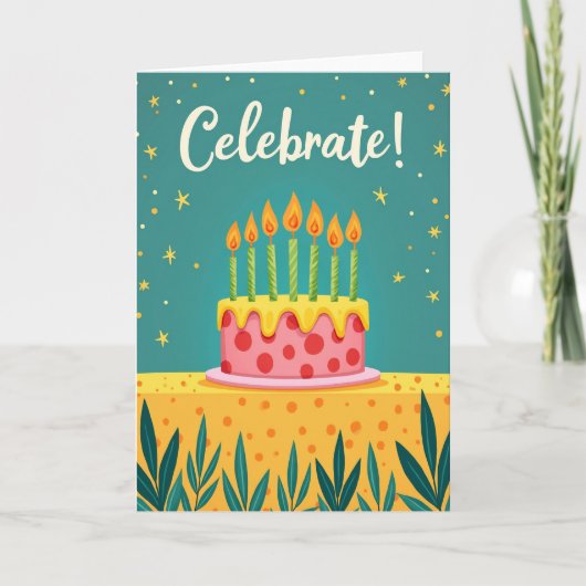 Stippen Feest Taart Kaart (Voorkant)