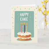 Stippen Feestcake Kaart (Gele Bloem)