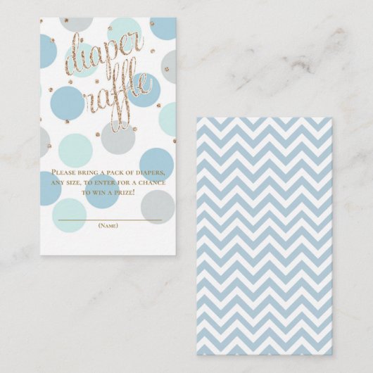 Stippen & glitter - Baby shower - Ticket met luier Informatiekaartje (Voorkant / Achterkant)
