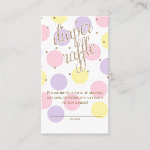 Stippen & glitter - Baby shower - Ticket met luier Informatiekaartje