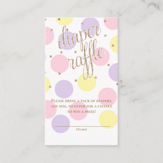 Stippen & glitter - Baby shower - Ticket met luier Informatiekaartje (Voorkant)