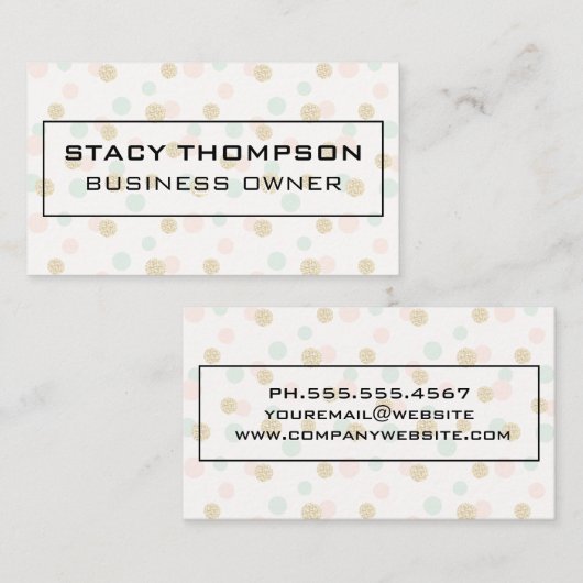 Stippen Glitter | Zwarte Rand Visitekaartje (Voorkant / Achterkant)