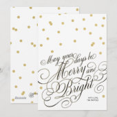 Stippen Gold Script Holiday Card Feestdagenkaart (Voorkant / Achterkant)