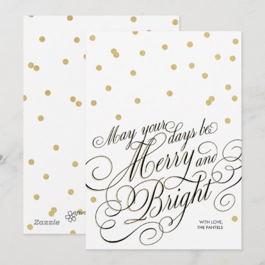 Stippen Gold Script Holiday Card Feestdagenkaart (Voorkant / Achterkant)