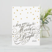 Stippen Gold Script Holiday Card Feestdagenkaart (Staand voorkant)