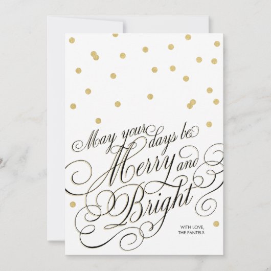 Stippen Gold Script Holiday Card Feestdagenkaart (Voorkant)