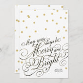 Stippen Gold Script Holiday Card Feestdagenkaart (Voorkant / Achterkant)