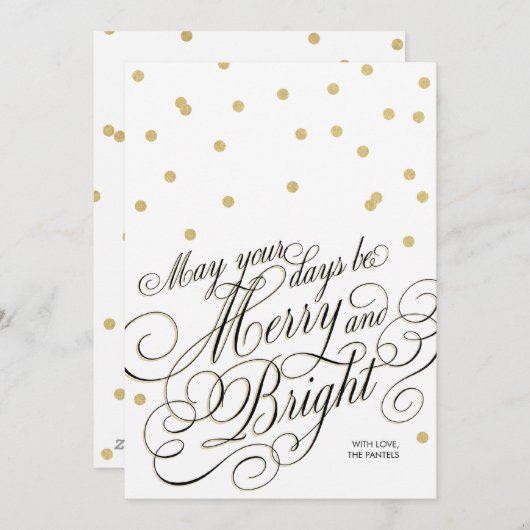 Stippen Gold Script Holiday Card Feestdagenkaart (Voorkant / Achterkant)