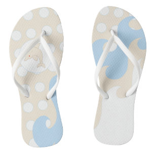 Stippen, golven, dolfijn door het Zee, Creamy Blue Teenslippers