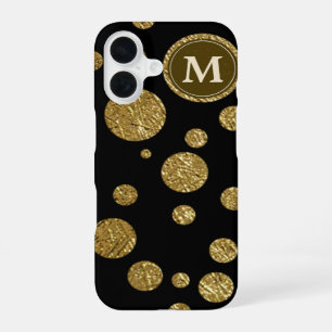 stippen goud op zwart, gepersonaliseerd iPhone 16 hoesje