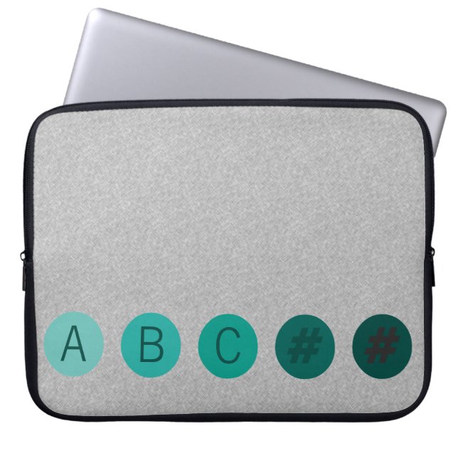 STIPPEN Groene Aqua-Initialen Laptop Sleeve (Voorkant)