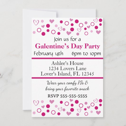 Stippen Hearts Galentine’s of Valentijnsdag Party Kaart (Voorkant)