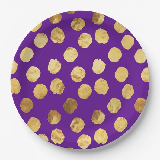 Stippen in de goudwinning op Paarse achtergrond Papieren Bordje (Voorkant)