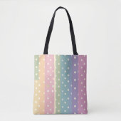 Stippen in gestreepte pasteltinten tote bag (Voorkant)