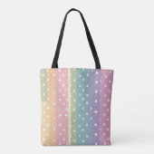 Stippen in gestreepte pasteltinten tote bag (Achterkant)