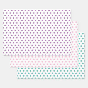 Stippen in roze, blauw en lila inpakpapier vel
