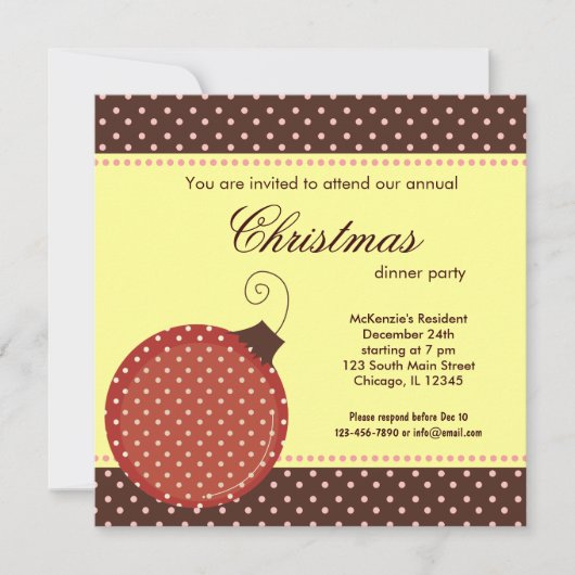 Stippen kerstdiner uitnodiging (Voorkant)
