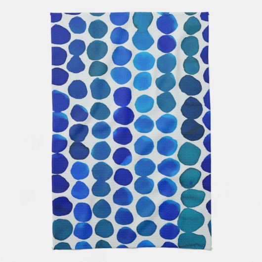 Stippen keukenhanddoek in blauw (Verticaal)