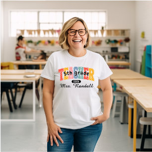 Stippen Kleurrijke Docent Hogeschool Letter Tri-Blend Shirt