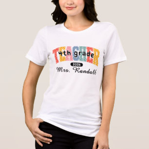 Stippen Kleurrijke Leraar 4e Klas Varsity Tri-Blend Shirt