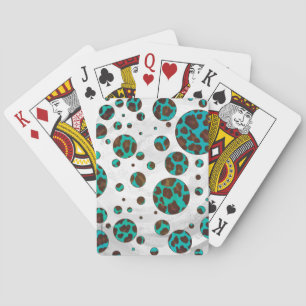 Stippen Koe Bruin en Turkoois Drukwerk Pokerkaarten