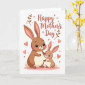 Stippen Konijn Liefde Kaart (Gele Bloem)