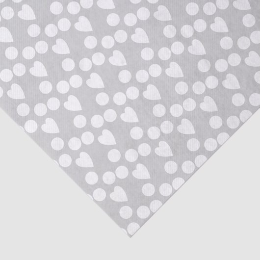 Stippen & Love Hearts Patroon wit grijs Tissuepapier (Detail)