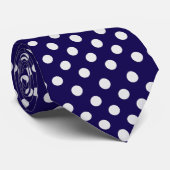 Stippen marineblauw en wit stropdas (Opgerold)