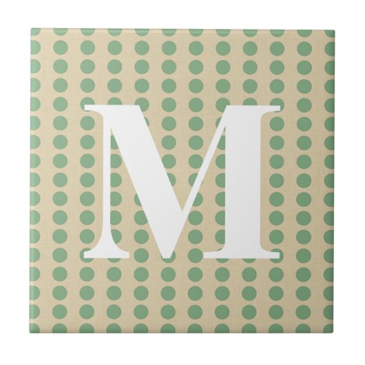 Stippen met bladerijkruis met een monogram tegeltje (Voorkant)