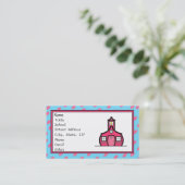 Stippen met blauwe en roze retro visitekaartje (Staand voorkant)