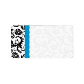 Stippen met Bright Aqua & Black Damask-apparaten v Etiket (Voorkant)