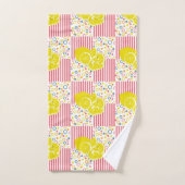 Stippen met gele lampjes roze strepen bad handdoek (Handdoek)