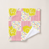 Stippen met gele lampjes roze strepen bad handdoek (Wasdoekje)