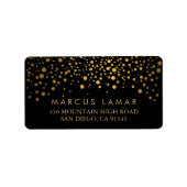 Stippen met gouden  op de huwelijksdag in het zwar etiket (Voorkant)