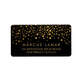 Stippen met gouden  op de huwelijksdag in het zwar etiket