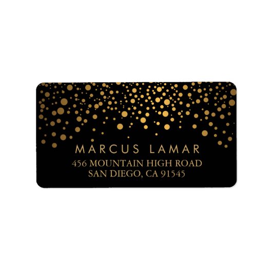 Stippen met gouden  op de huwelijksdag in het zwar etiket (Voorkant)