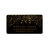 Stippen met gouden  op de huwelijksdag in het zwar etiket (Voorkant)