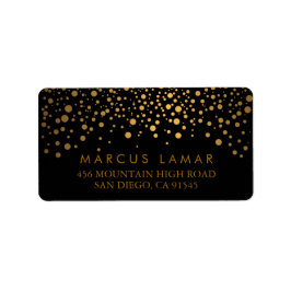 Stippen met gouden  op de huwelijksdag in het zwar etiket