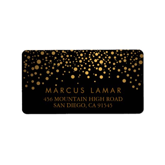 Stippen met gouden  op de huwelijksdag in het zwar etiket (Voorkant)