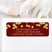 Stippen met kerstlabel voor gouden en rode Confett Etiket (Insitu)