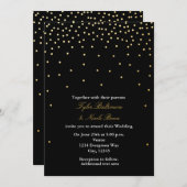 Stippen met zwarte en goudkoorts Moderne bruiloft Kaart (Voorkant / Achterkant)