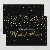 Stippen met zwarte en goudolie-Confetti, GEMAAKT V Kaart (Voorkant / Achterkant)