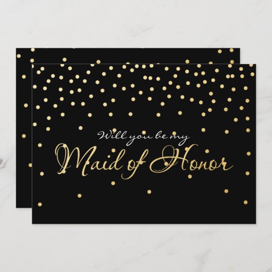 Stippen met zwarte en goudolie-Confetti, GEMAAKT V Kaart (Voorkant / Achterkant)