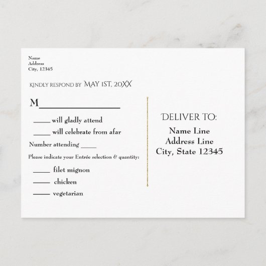 Stippen met zwarte en witte kaviaar Moderne bruilo Uitnodiging Briefkaart (Achterkant)