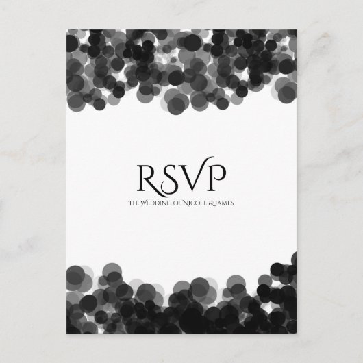 Stippen met zwarte en witte kaviaar Moderne bruilo Uitnodiging Briefkaart (Voorkant)