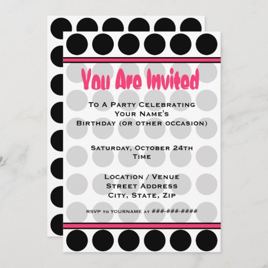 Stippen Mode Uitnodiging (Voorkant / Achterkant)