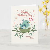 Stippen Moeder Vogel Kaart (Gele Bloem)