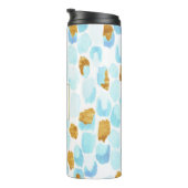 Stippen monogram blauwe en goudkleurige Waterverf Thermosbeker (Geroteerd rechts)